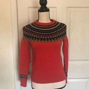 J crew wool blend sweater orange with details